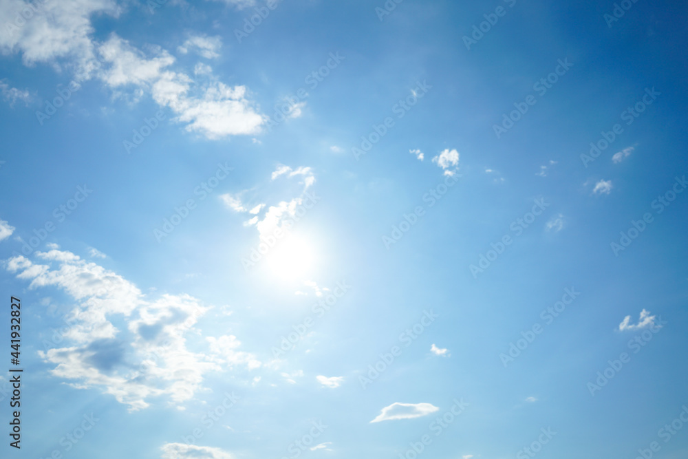 Blue sky with clouds and Sun can be use as background Blue sky with clouds and Sun can be use as background