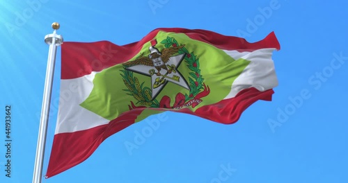 Santa Catarina state flag, Brazil. Loop