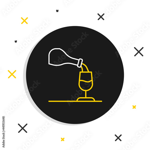 Line Wine tasting, degustation icon isolated on white background. Sommelier. Smells of wine. Colorful outline concept. Vector