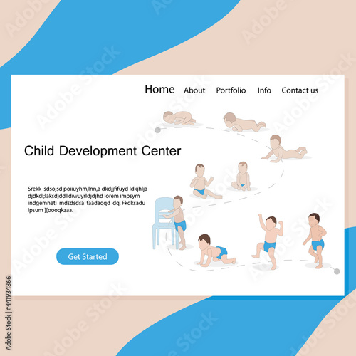 Child development center website page. Baby evolution