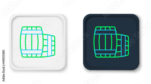 Line Wooden barrel icon isolated on white background. Alcohol barrel, drink container, wooden keg for beer, whiskey, wine. Colorful outline concept. Vector