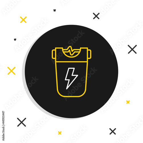 Line Police electric shocker icon isolated on white background. Shocker for protection. Taser is an electric weapon. Colorful outline concept. Vector
