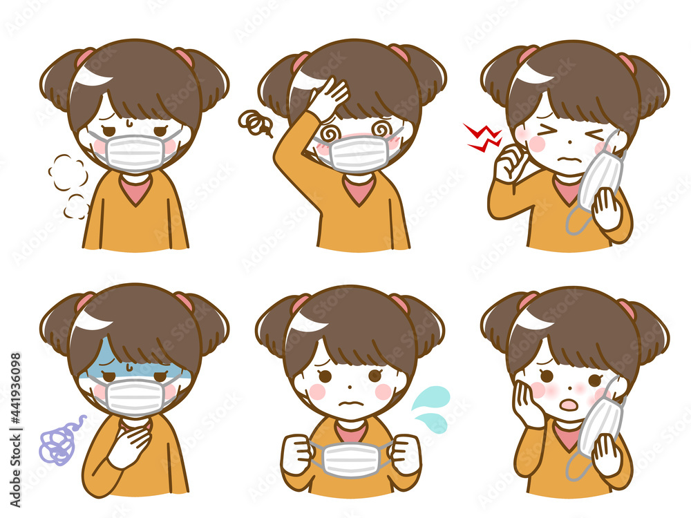 マスクがつらい幼い少女