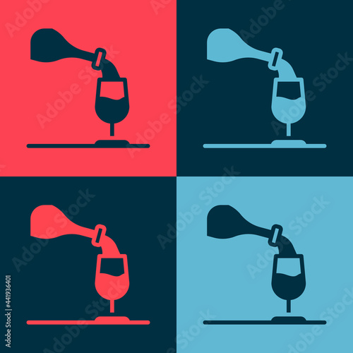 Pop art Wine tasting, degustation icon isolated on color background. Sommelier. Smells of wine. Vector