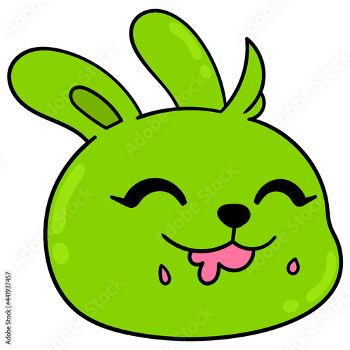 Rabbit head is chewing food, doodle icon drawing