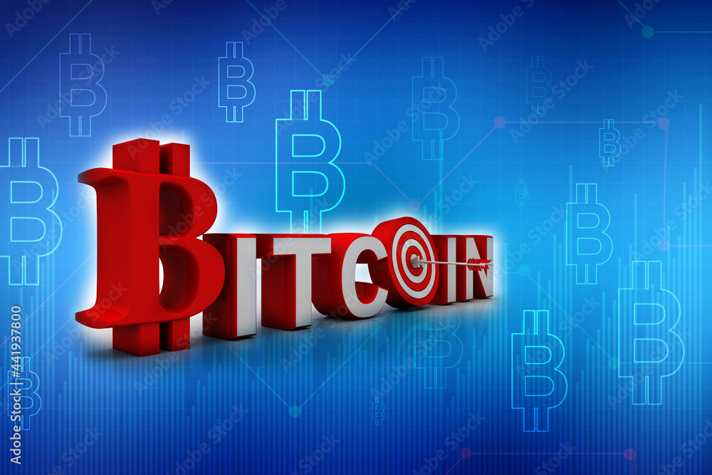 3d rendering bitcoin sign with target

