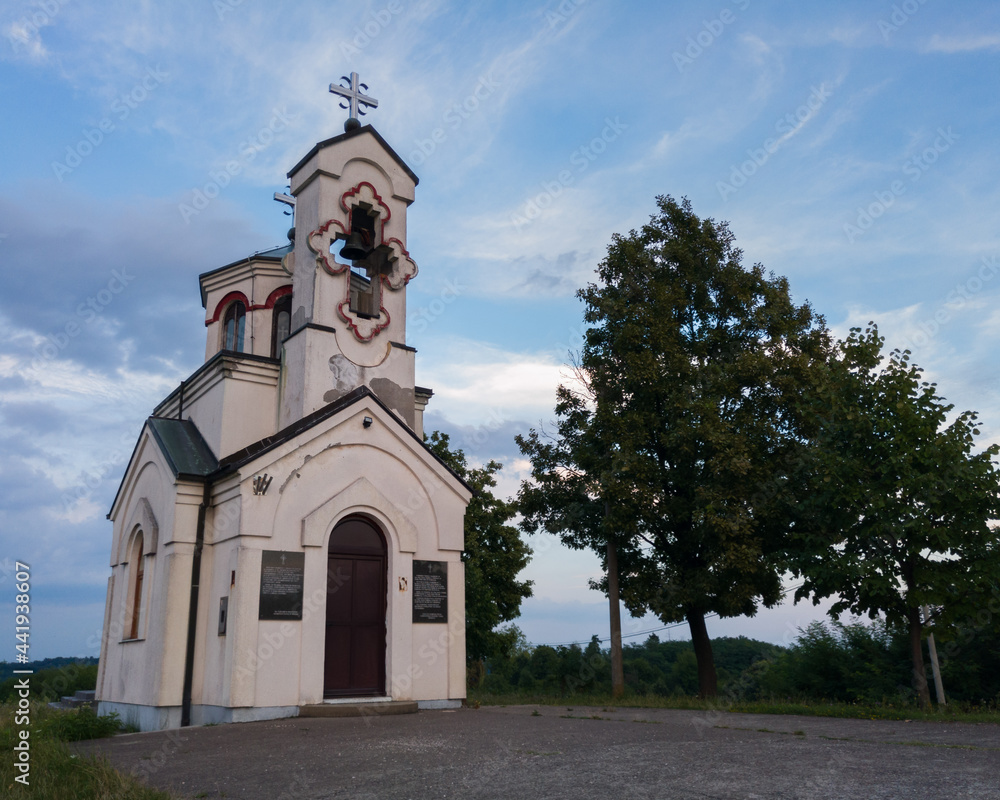 Fototapeta premium Orthodox Church of the Holy Prince Jovan Vladimir, a memorial to the fallen soldiers in the 1992 war at the Lipa location on the Vučijak mountain