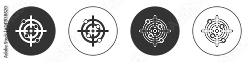Black Target sport icon isolated on white background. Clean target with numbers for shooting range or shooting. Circle button. Vector