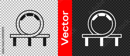Black Roller coaster icon isolated on transparent background. Amusement park. Childrens entertainment playground, recreation park. Vector