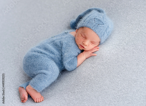 Newborn baby boy in studio