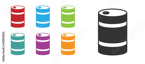 Black Metal beer keg icon isolated on white background. Set icons colorful. Vector
