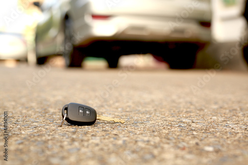 Lost car keys placed on the road