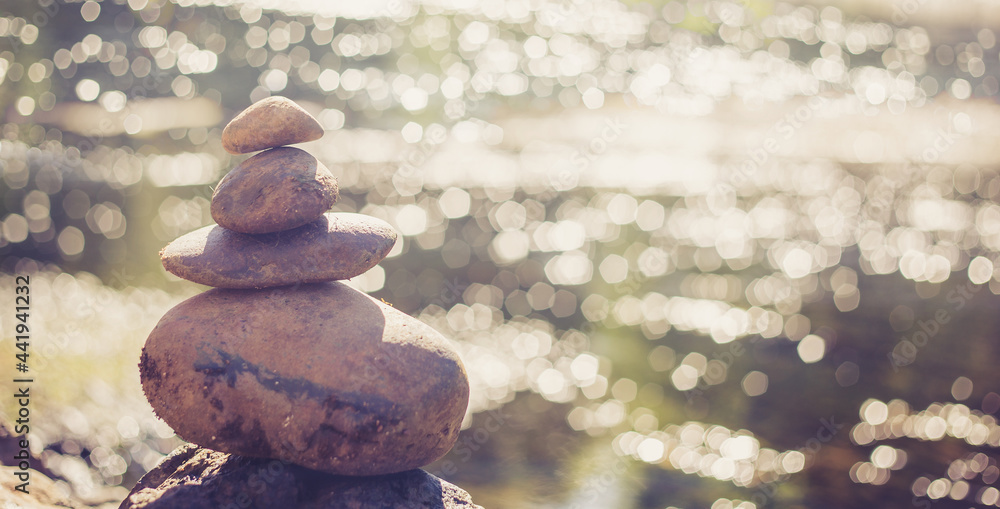 Obraz premium Holistic health concept of zen stones .Concept body, mind, soul, spirit, 