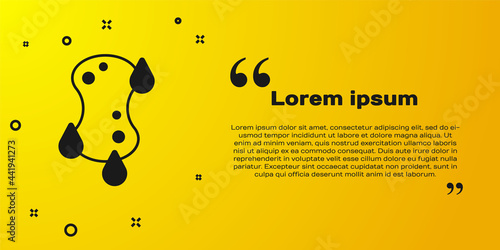 Black Sponge icon isolated on yellow background. Wisp of bast for washing dishes. Cleaning service logo. Vector