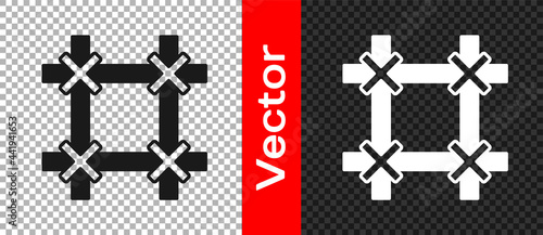 Black Prison window icon isolated on transparent background. Vector