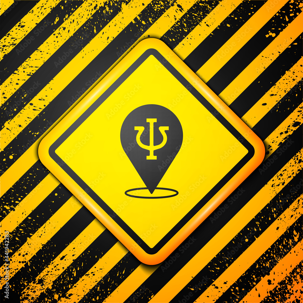 Black Psychology icon isolated on yellow background. Psi symbol. Mental health concept, psychoanalysis analysis and psychotherapy. Warning sign. Vector Black Psychology icon isolated on yellow background. Psi symbol. Mental health concept, psychoanalysis analysis and psychotherapy. Warning sign. Vector