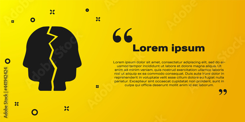 Black Bipolar disorder icon isolated on yellow background. Vector
