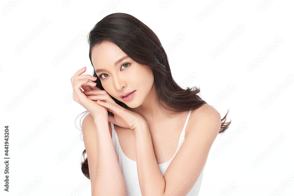 Beautiful young asian woman with clean fresh skin on white background, Face care, Facial treatment, Cosmetology, beauty and spa, Asian women portrait. Beautiful young asian woman with clean fresh skin on white background, Face care, Facial treatment, Cosmetology, beauty and spa, Asian women portrait.
