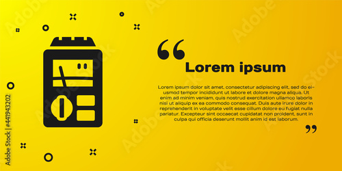 Black Dosimeter for measuring radiation icon isolated on yellow background. Gamma radiation personal dosimeter. Vector