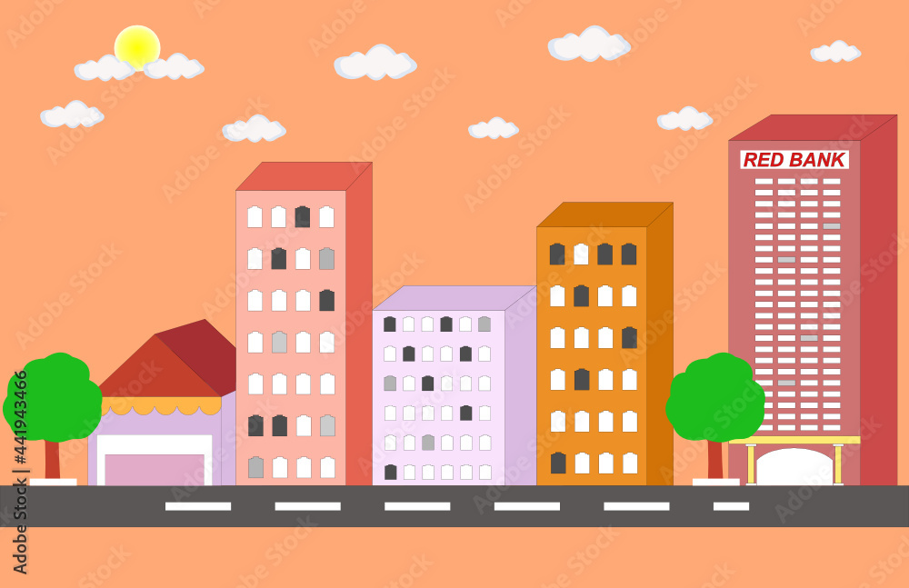 skyscrapers, business headquarters, apartments, shops and modern cities vector illustration