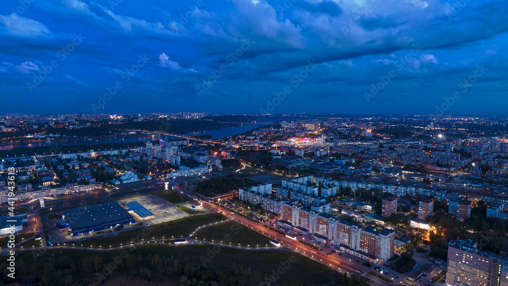 night view from the height of Nizhny Novgorod