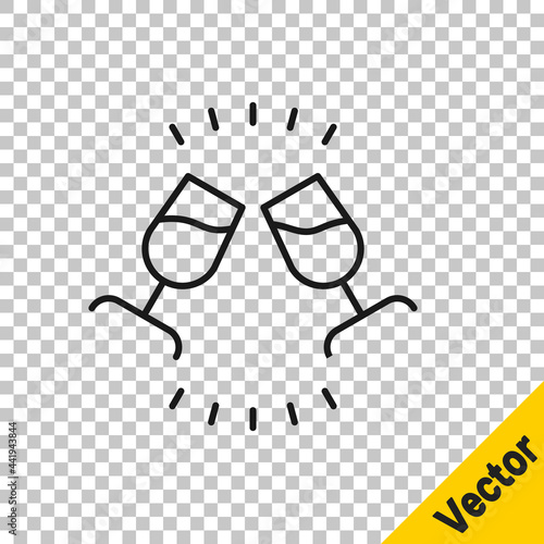 Black line Wine tasting, degustation icon isolated on transparent background. Sommelier. Smells of wine. Vector