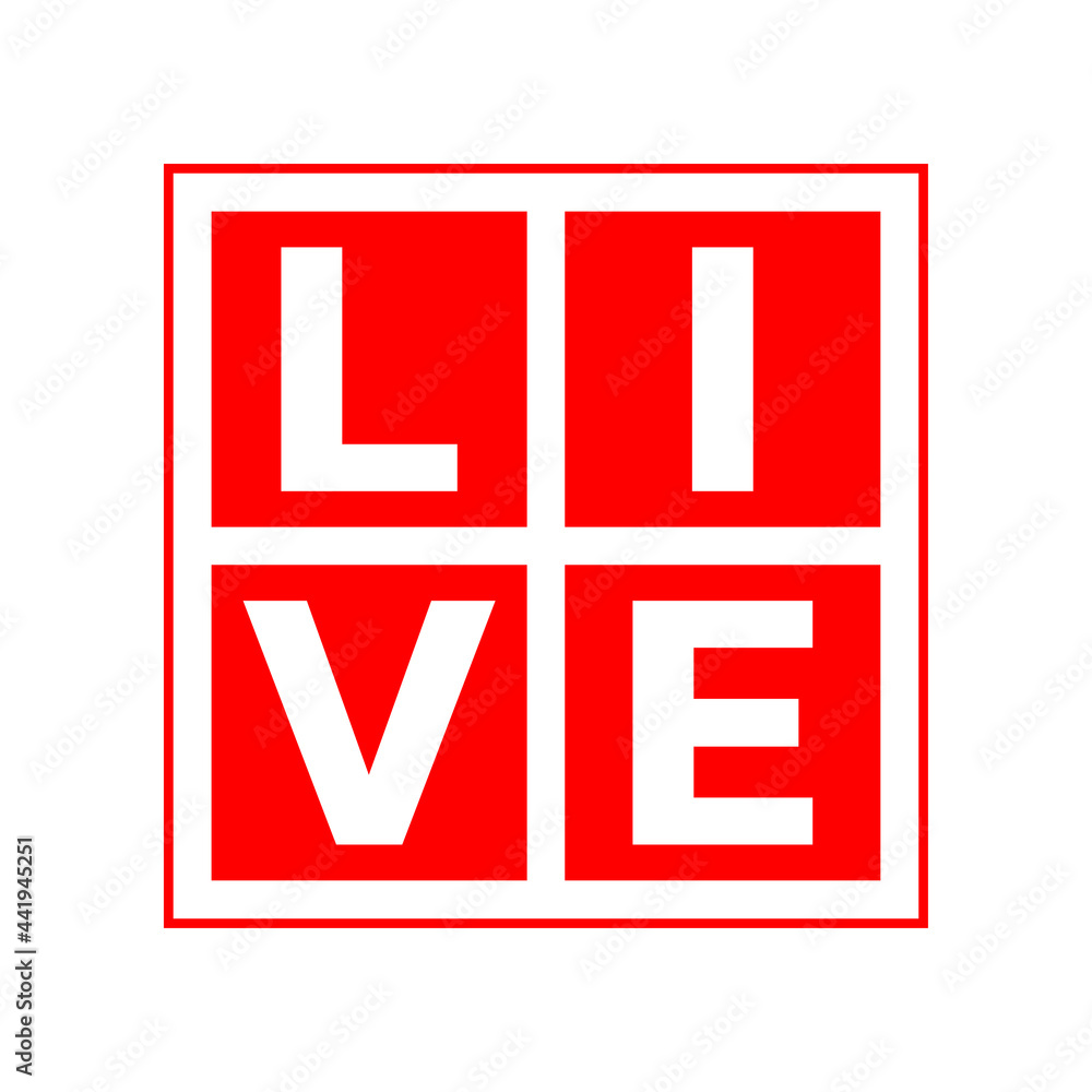 Live icon. Online broadcasting or video streaming button. Vector illustration.