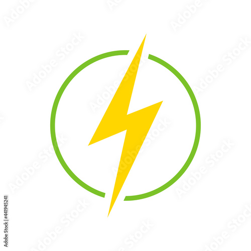 Electricity icon with lighting. Electric power, energy, charge symbol. Vector illustration.
