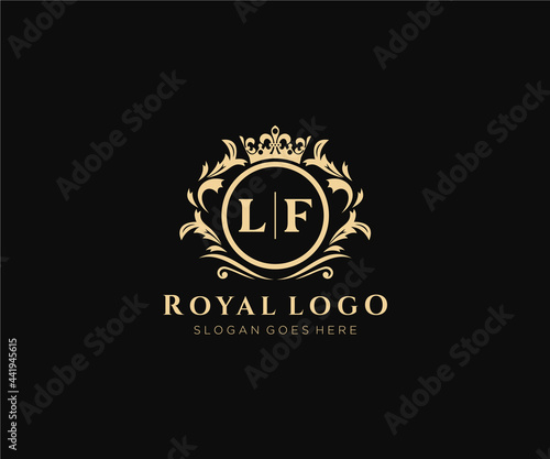 Quadro em tela Initial LF Letter Luxurious Brand Logo Template, for Restaurant, Royalty, Boutique, Cafe, Hotel, Heraldic, Jewelry, Fashion and other vector illustration