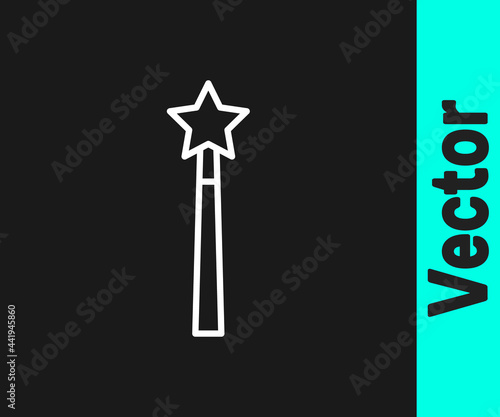 Wallpaper Mural White line Magic wand icon isolated on black background. Star shape magic accessory. Magical power. Vector Torontodigital.ca
