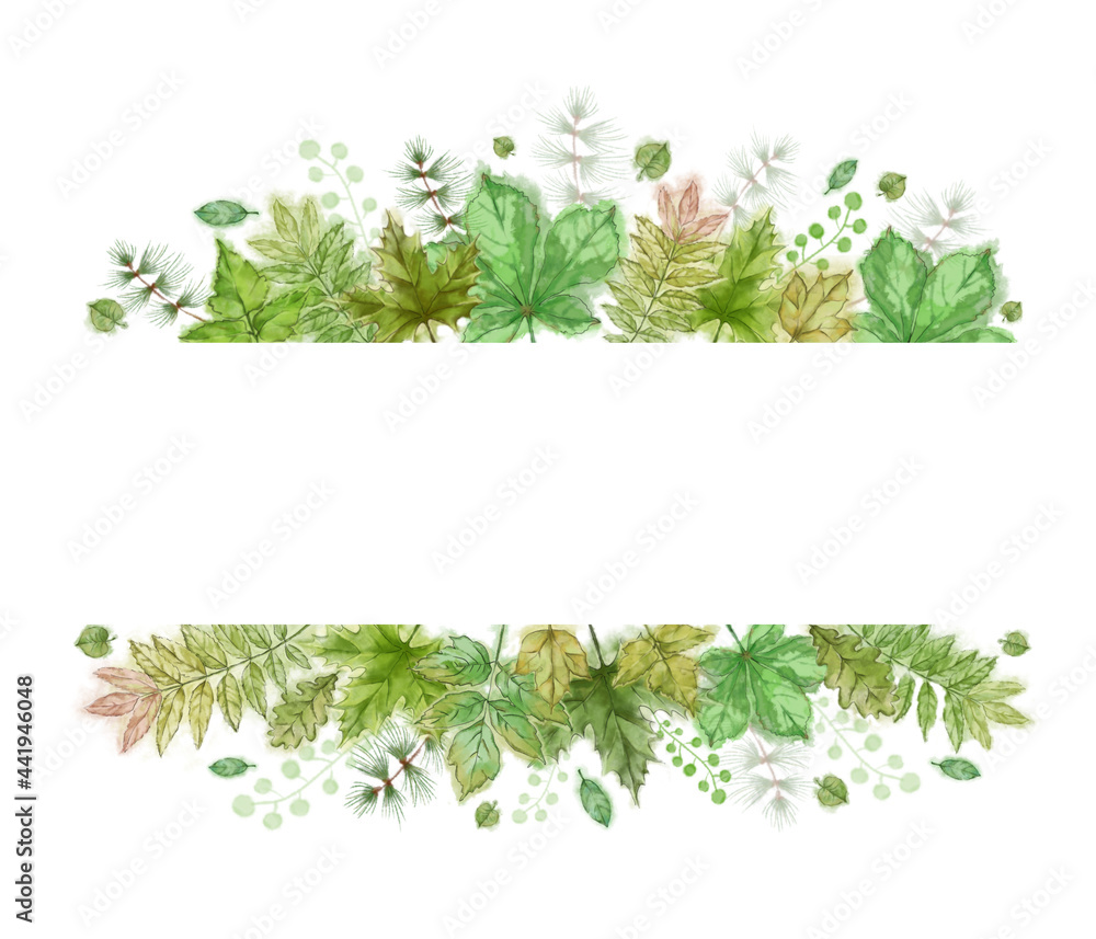 Green Leaf Wreath on Stripe Template. Botanical Design for Commercial or Event Branding, Advertisement, Banner, Announcement etc. Green Leaf Wreath on Stripe Template. Botanical Design for Commercial or Event Branding, Advertisement, Banner, Announcement etc.