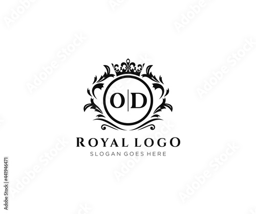 Initial OD Letter Luxurious Brand Logo Template, for Restaurant, Royalty, Boutique, Cafe, Hotel, Heraldic, Jewelry, Fashion and other vector illustration.