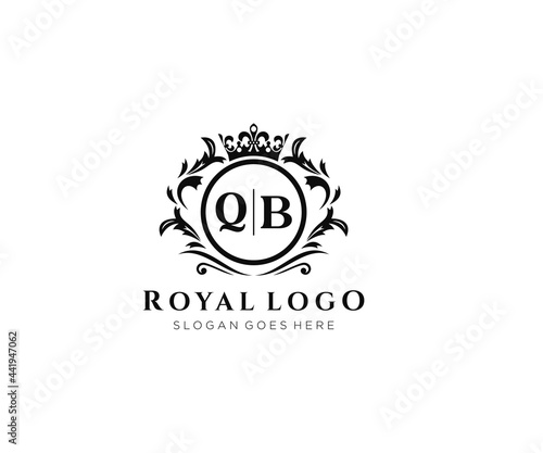 Initial QB Letter Luxurious Brand Logo Template, for Restaurant, Royalty, Boutique, Cafe, Hotel, Heraldic, Jewelry, Fashion and other vector illustration.