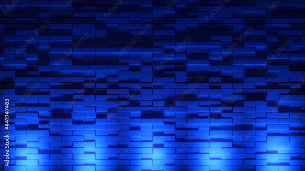 Brick wall background, neon light. 3d illustration Brick wall background, neon light. 3d illustration