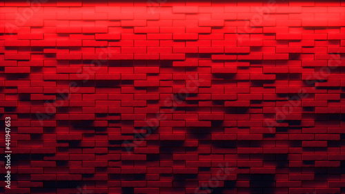 Brick wall background  neon light. 3d illustration