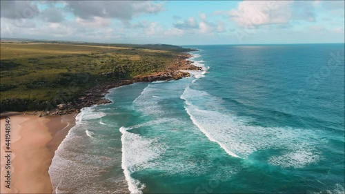 Aerial view of the beautiful coastline of Mkambati Nature reserve, Eastern Cape, South Africa