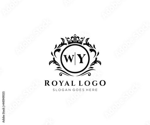 Initial WY Letter Luxurious Brand Logo Template, for Restaurant, Royalty, Boutique, Cafe, Hotel, Heraldic, Jewelry, Fashion and other vector illustration.