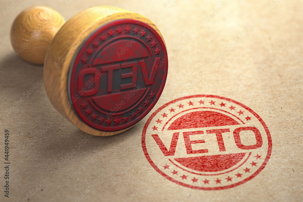 Ταπετσαρία Veto stamp on craft paper.