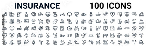 Fotografia outline set of insurance line icons