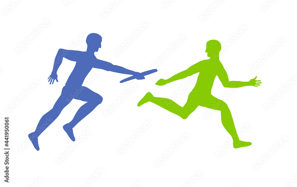 relay race, marathon runners, vector illustration
