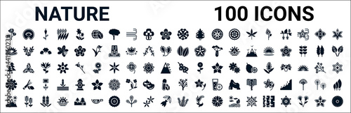 фотографія set of 100 glyph nature web icons
