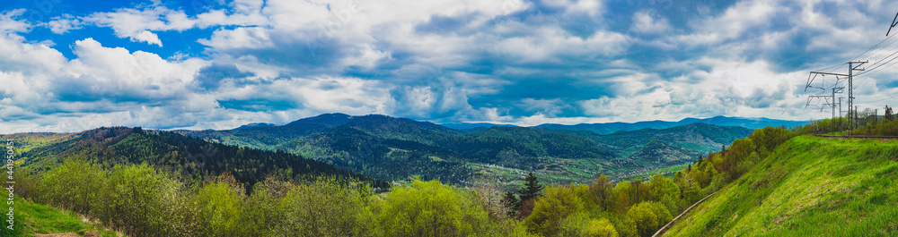 The great view of the mountains in the spring The great view of the mountains in the spring