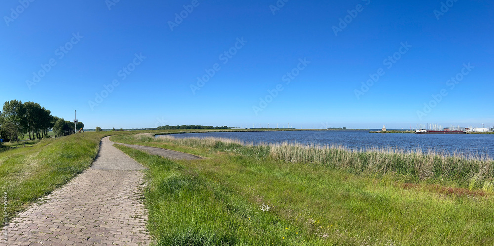 Panorama from a path at a dike around Lemmer