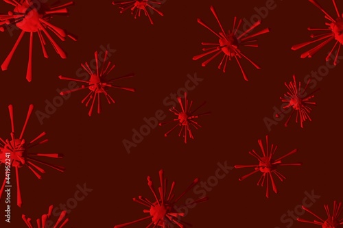 The danger of coronavirus. Indian or British covid 19 stamp. Outbreak of flu or coronavirus flu as a medical pandemic concept with dangerous cells in the form of a 3D render. Background