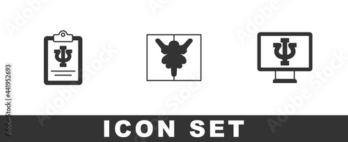 Set Psychology, Psi, Rorschach test and Psychologist online icon. Vector
