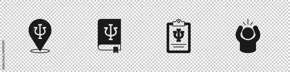 Set Psychology, Psi, book,, and Anger icon. Vector Set Psychology, Psi, book,, and Anger icon. Vector