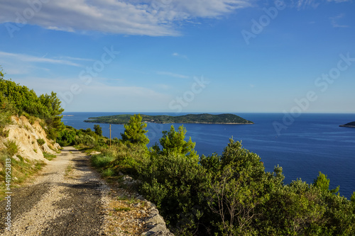 Fototapeta Naklejka Na Ścianę i Meble -  Croatia, gravel road  near Adriatic coast.  