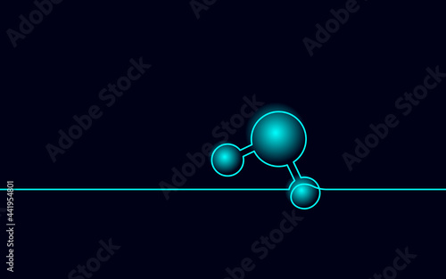 One line water molecule structure concept. Continuous line science research ecological technology art. Aqua wet sphere shape. H2O formula particle cell vector illustration