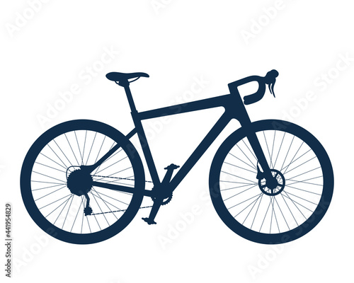 Gravel, road, touring bikes in silhouette style. Vector illustration isolated on white background