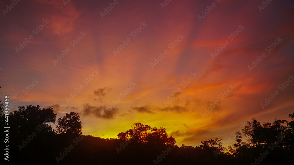 Red clouds after sunset in Phuket